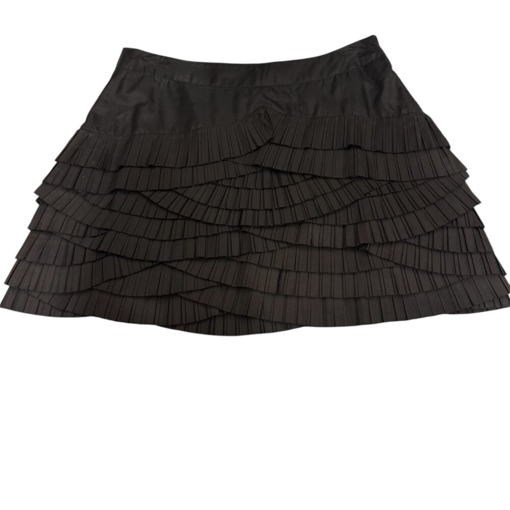 Anthropologie Black Tiered Pleated Mini Skirt